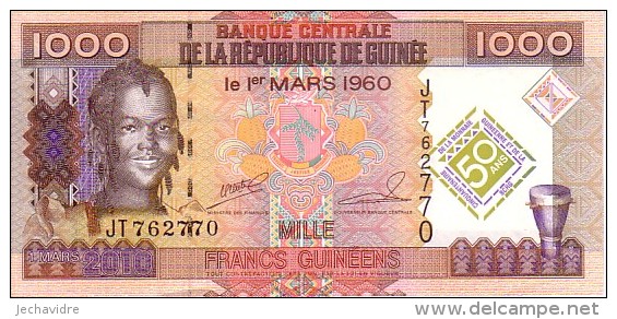 GUINEE  1 000 Francs Guinéens  Emission De 2010  Commemoratif 50ème Anniversaire De La Mon      ***** BILLET  NEUF ***** - Guinea