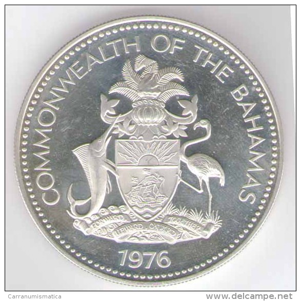 BAHAMAS 5 DOLLARS 1976 AG SILVER - Bahama's