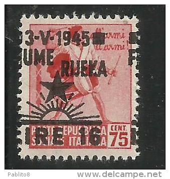 OCCUPAZIONE JUGOSLAVIA YUGOSLAVIA  ISTRIA ISTRA 1945 LIRE 16 SU 0,75 CENT. VARIETY VARIETA' MNH - Occup. Iugoslava: Fiume