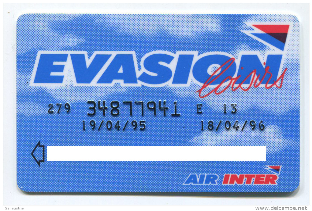 Carte D´abonnement Air Inter "Evasion" - Aviation - Avion - Compagnie Aérienne - Biglietti