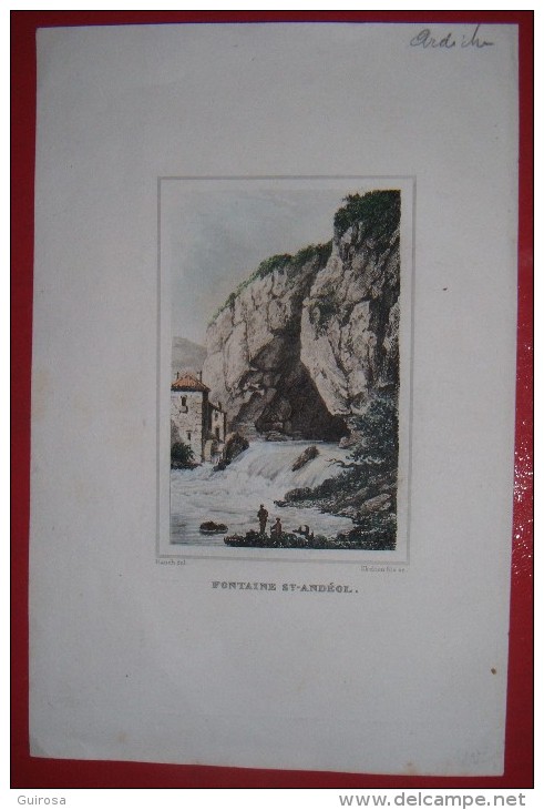 Gravure En Couleur : Fontaine Saint-Andéol (Ardèche) – RAUCH / SKELTON - Estampes & Gravures