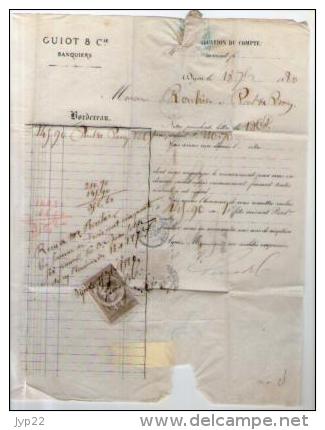 France Sage 90 CAD Dijon 18-09-1880 - Rouhier Pont De Pany Lettre LAC Banque Guiot - Fiscal Quittances Reçus Décharges - 1877-1920: Semi Modern Period