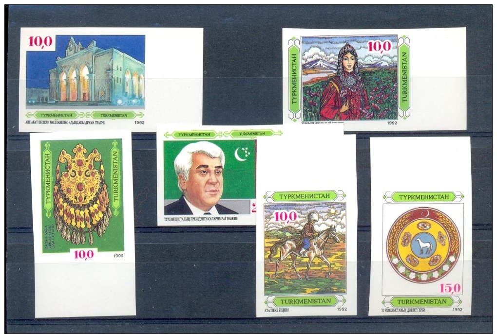 TURKMENISTAN * SERIE 6v 1992 * COUNTRY PORTRAIT * IMPERFORATED * MNH - Turkmenistan