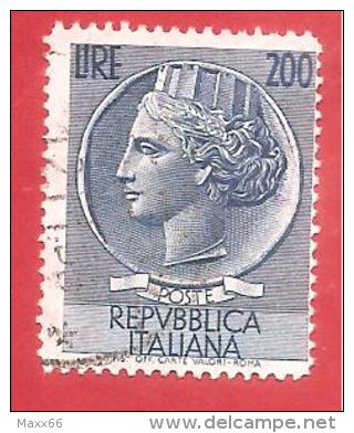 ITALIA REPUBBLICA USATO - 1957 - Siracusana - Alto Valore - Filigrana Stelle - £ 200 - S. 816 - 1946-60: Oblitérés