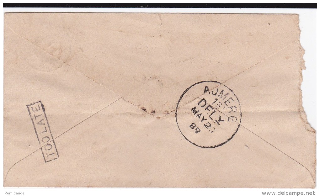 INDIA - 1887 - ENVELOPPE ENTIER POSTAL De ULWAR CITY Pour AJMERE - 1882-1901 Keizerrijk