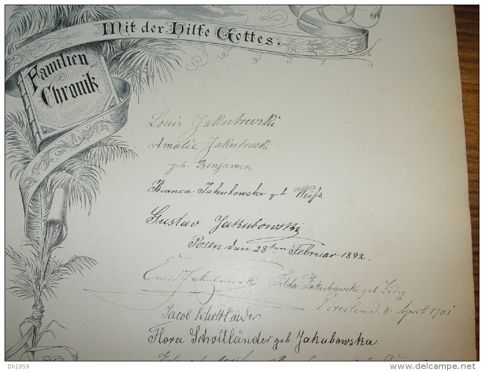 22. SEPT. 1887 BIBLE BIBEL Env.154 ILLUSTRATIONS GUSTAV DORE JUDAICA CHRONIK FAMILLE JAKUBOWSKI POSEN BRESLAU 800 Pages - Jodendom