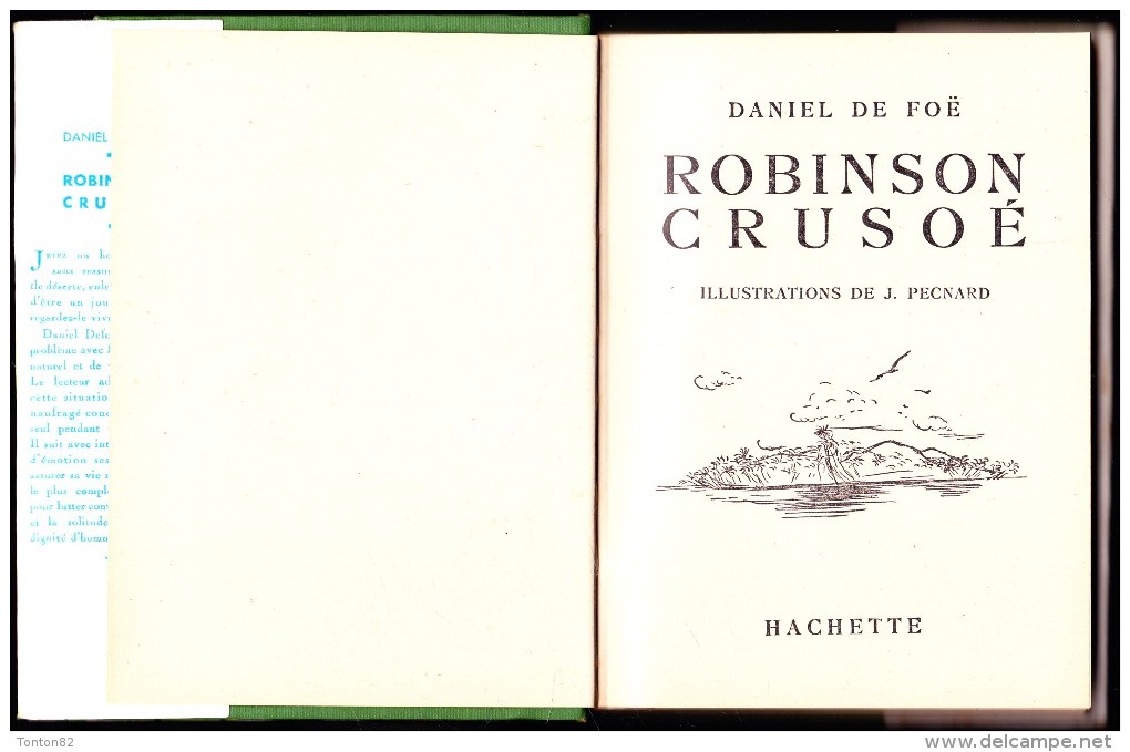 Daniel Defoe - Robinson Crusoé - Bibliothèque Verte - ( 1956 ) . - Bibliotheque Verte