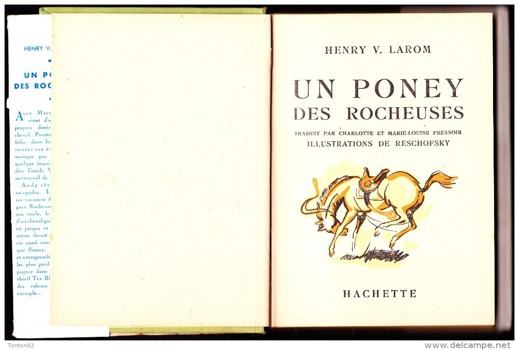 Henry V. Larom - Un Poney Des Rocheuses  - Bibliothèque Verte - ( 1952 ) . - Bibliotheque Verte