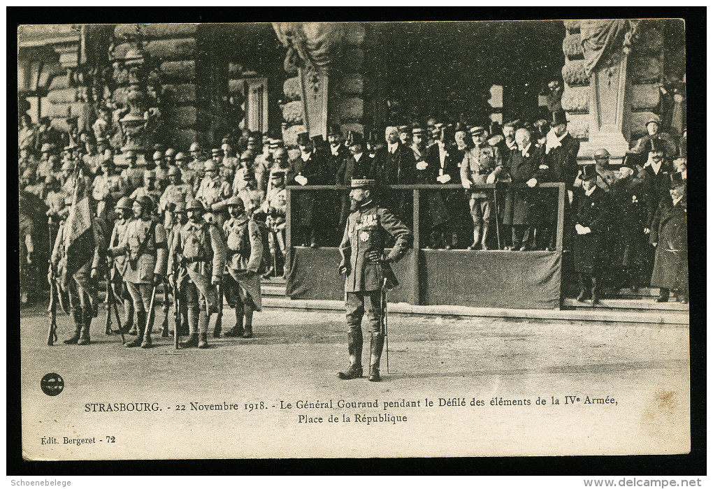 A2606) Strasbourg Postcard 22.11.1918 Le General Gouraud Place De La Republique / Unused - Strasbourg