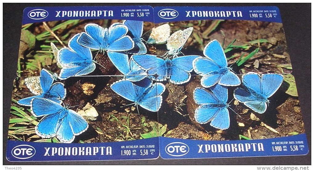 GREECE  CHRONOKARTA PUZZLE BUTTERFLIES ,200000pcs-Xr016/019- 7/01-  USED - Papillons