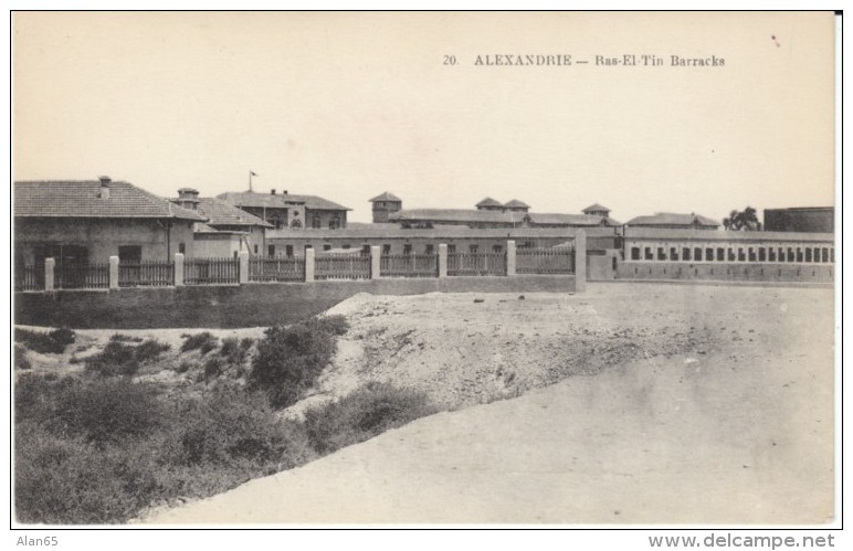 Alexandria Egypt, Ras-El-Tin Barracks, C1900s/10s Vintage Postcard - Alexandria