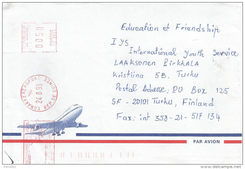 Guinee Guinea 1998 Conakry Aeroport Meter Franking Satas Post Office Stamp SJ 1844 EMA Cover - Guinee (1958-...)