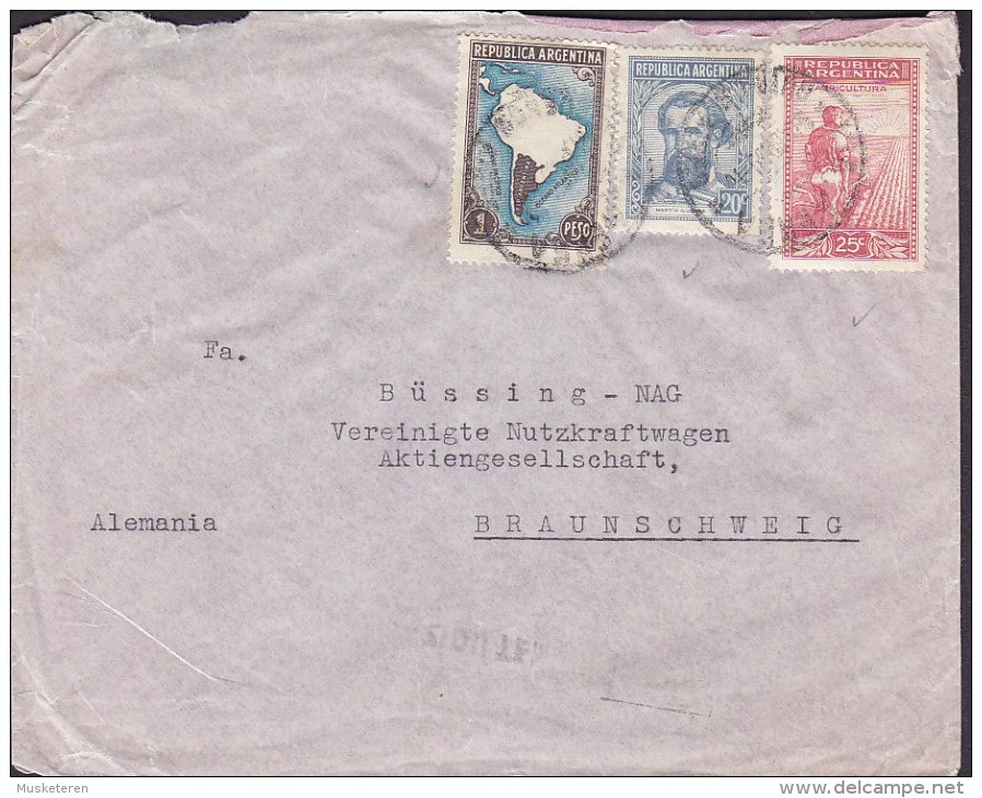 Argentina RIBERENA DEL PLATA, BUENOS AIRES 1939 Cover Letra To BRAUNSCHWEIG Germany Via PARIS AVIATION (2 Scans) - Luchtpost