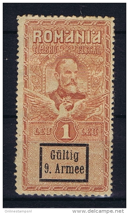 Deutsche Militärverwaltung 1918 In Romania Rumänien Etappengebiet 9. Armee Steuermarken Revenue Tax Stamp MH/* + Singed - Besetzungen 1914-18