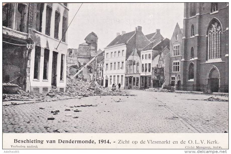 BEL30/ Nu Kopen, Lot 2x Dendermonde 1914 Beschietingen Cliché Mauquoy Antwerpen (14-18) - Dendermonde