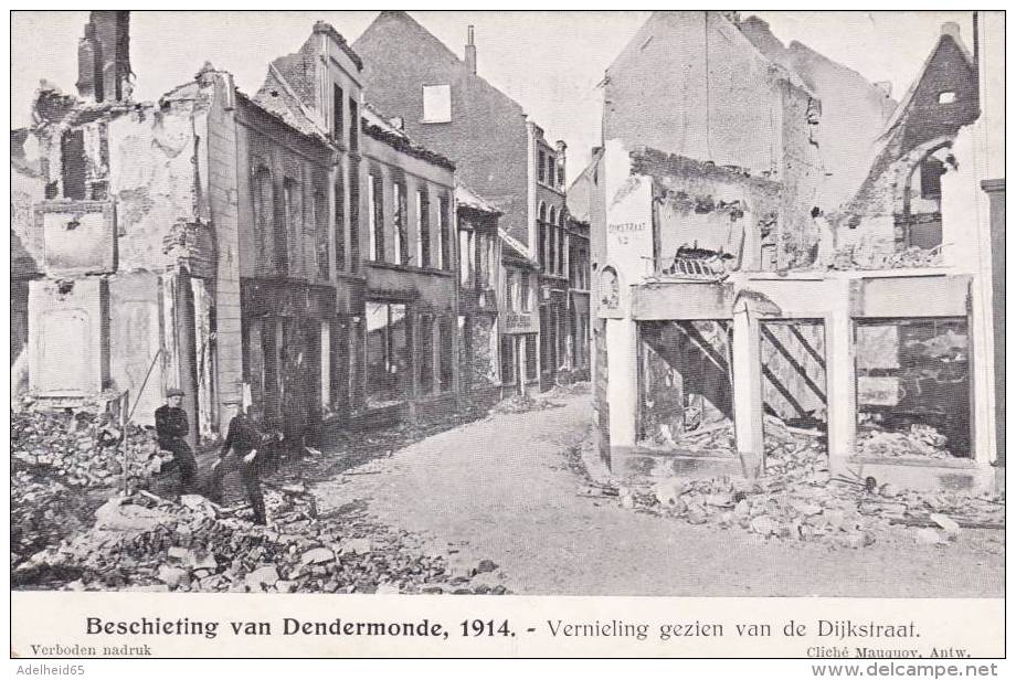 BEL30/ Nu Kopen, Lot 2x Dendermonde 1914 Beschietingen Cliché Mauquoy Antwerpen (14-18) - Dendermonde