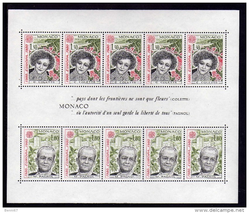 MONACO 1980 Europa Cept   Yv Bloc 18 Colette Pagnol  MNH ** - Other & Unclassified