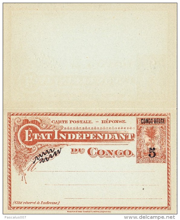 A27 - Entier Postal Du Congo Avec Réponse Payée - Belgian Congo Old Mint Double Postal Stationery Postcard. - Postwaardestukken