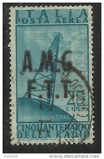 TRIESTE A 1947 AMG - FTT ITALIA ITALY OVERPRINTED POSTA AEREA RADIO LIRE 25 USATO USED - Poste Aérienne