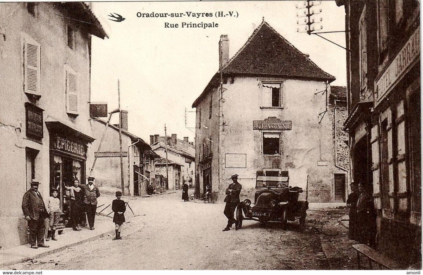 87. HAUTE-VIENNE - ORADOUR SUR VAYRES. Rue Principale. Auto Devant L'épicerie. - Oradour Sur Vayres