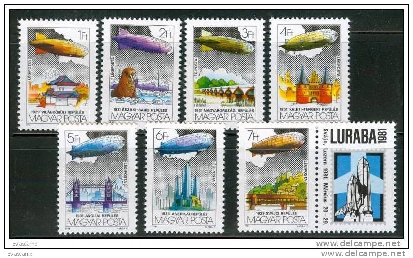 HUNGARY - 1981.Graf Zeppelin Flights Cpl.Set MNH!! - Zeppelines
