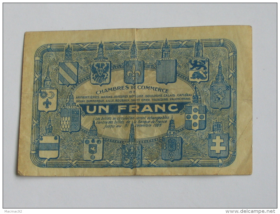 Chambre De Commerce Du Nord Et Du Pas De Calais   - 1 Franc  1925. **** EN ACHAT IMMEDIAT **** - Cámara De Comercio