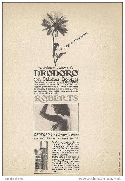 # DEODORO MANETTI & ROBERTS Florence 1950s Advert Pubblicità Publicitè Reklame Firenze Deodorant Desodorant Cosmetics - Zonder Classificatie