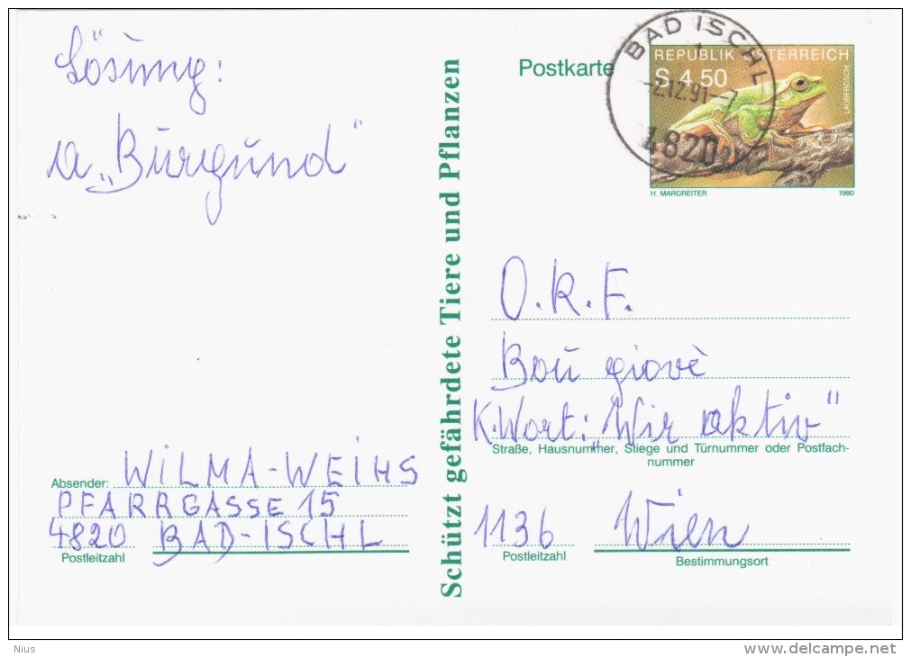 Austria Osterreich 1990 Frog Repriles Fauna, Bad Ischl - Cartes Postales