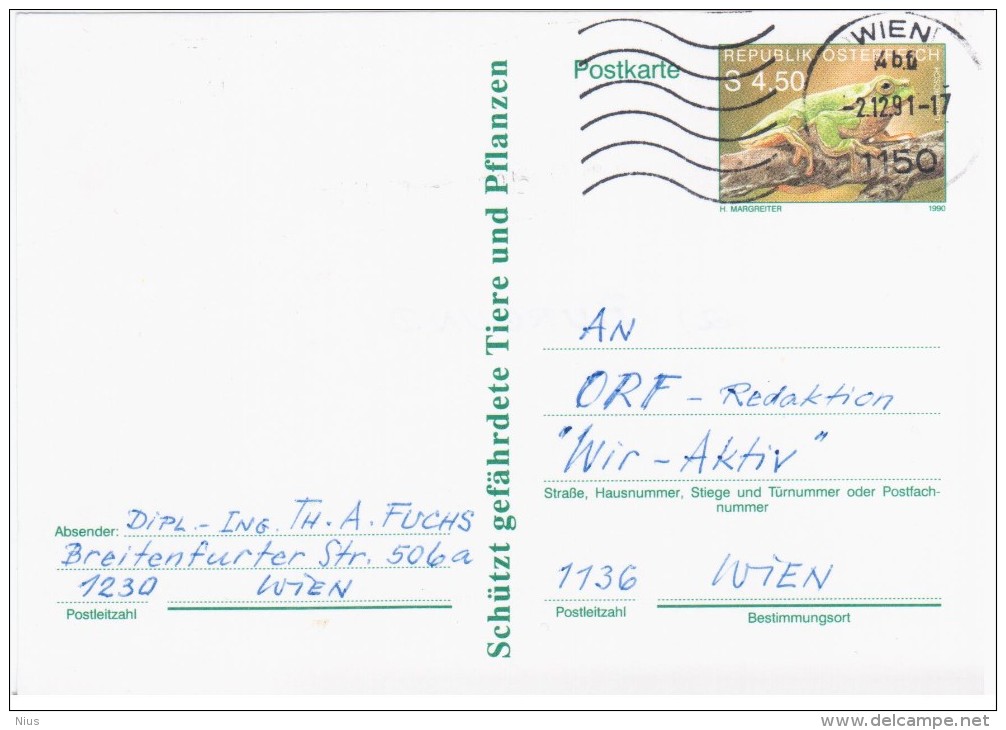 Austria Osterreich 1990 Frog Repriles Fauna, Wien - Postcards