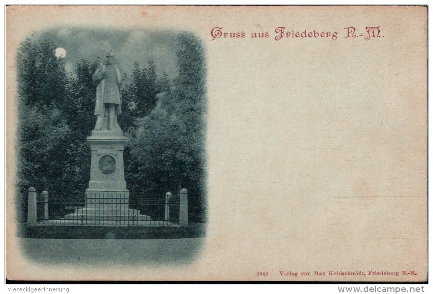 ! Alte Ansichtskarte Gruss Aus Friedeberg Neumark, Mondscheinkarte, Kaiser Wilhelm I. Denkmal - Neumark