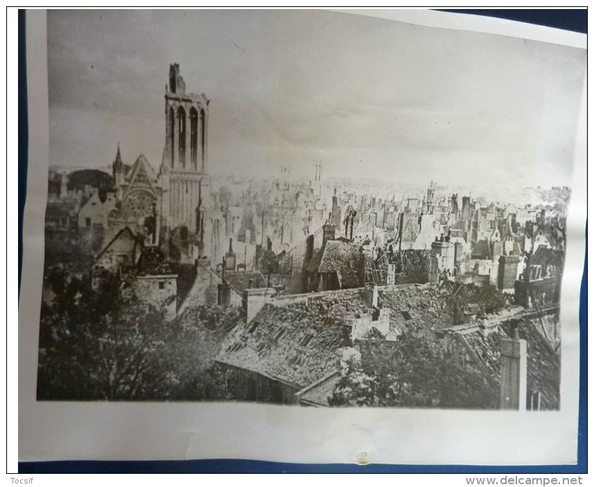 Photo Originale CAEN WWII BOMBARDEMENTS DEBARQUEMENT BATAILLE NORMANDIE Ruines Débarquement - War, Military