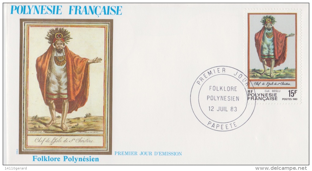 POLYNÉSIE FRANÇAISE  1ER JOUR Folklore Polynésien 12 Juillet 1983 - Lettres & Documents