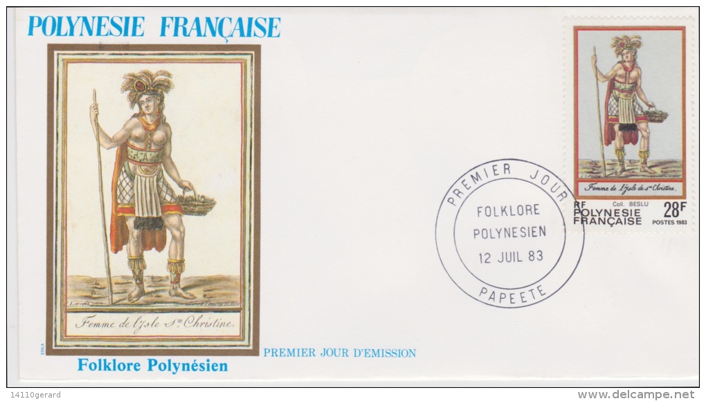 POLYNÉSIE FRANÇAISE  1ER JOUR Folklore Polynésien 12 Juillet 1983 - Brieven En Documenten