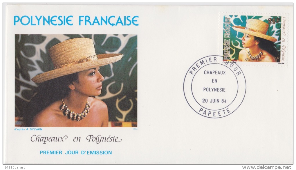 POLYNÉSIE FRANÇAISE  1ER JOUR  CHAPEAUX En Polynésie  20 Juin 1984 - Storia Postale