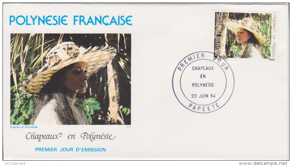 POLYNÉSIE FRANÇAISE  1ER JOUR  CHAPEAUX En Polynésie  20 Juin 1984 - Lettres & Documents