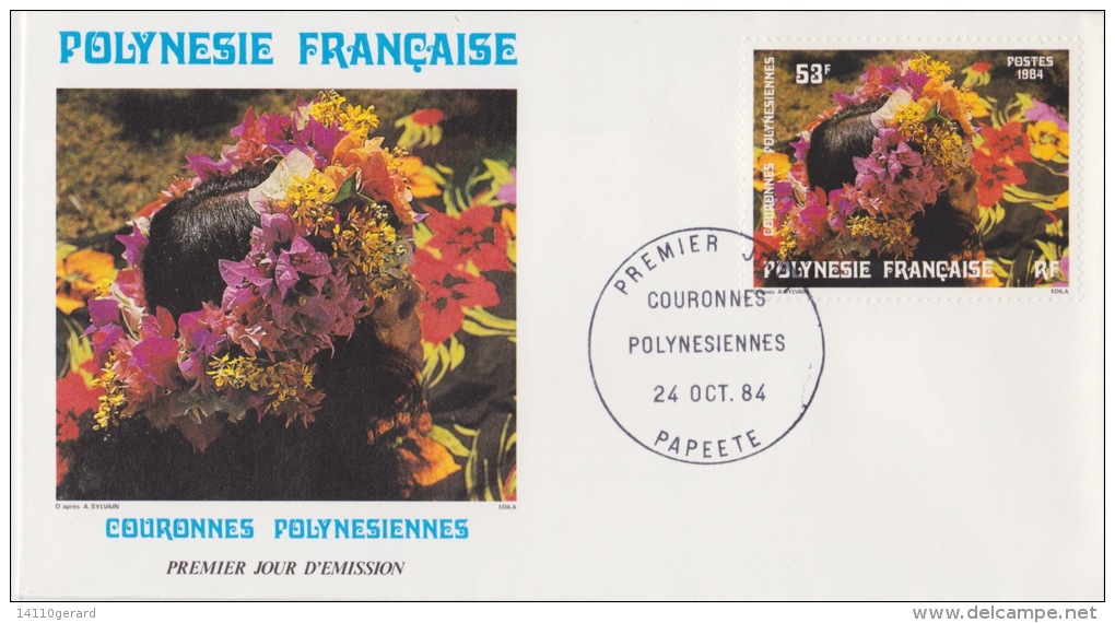 POLYNÉSIE FRANÇAISE  1ER JOUR  Couronnes Polynesiennes 24 Octobre 1984 - Cartas & Documentos