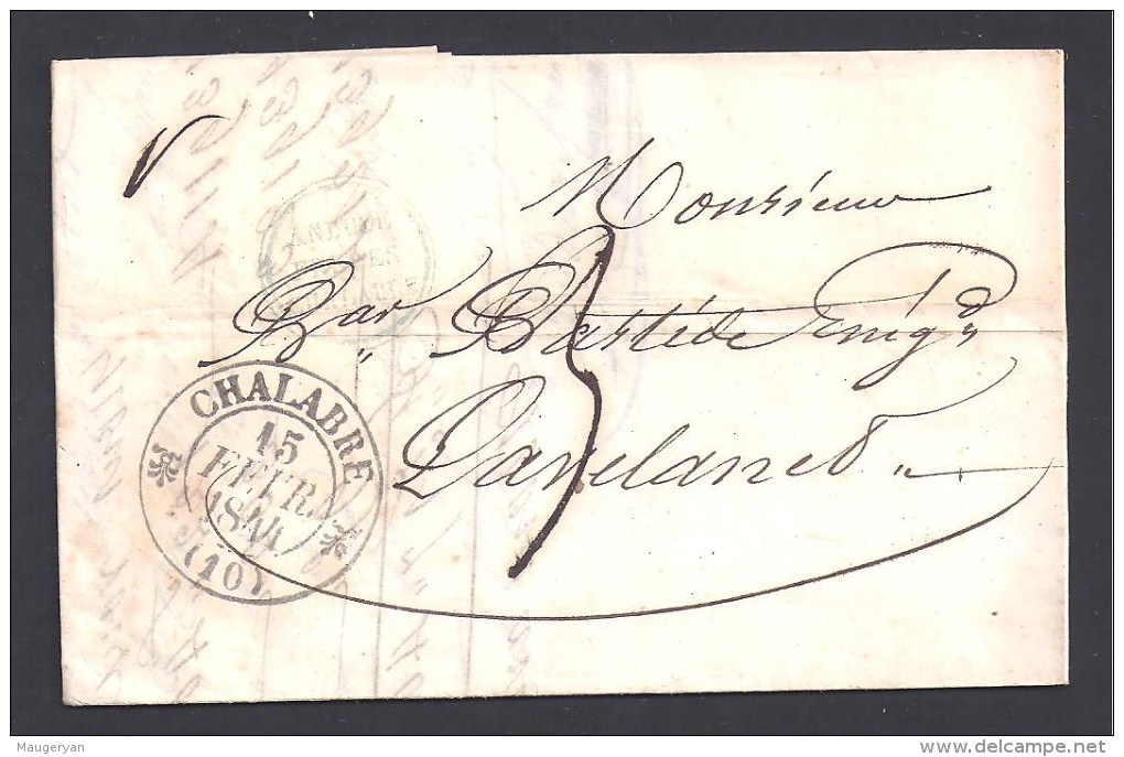 AUDE - Cachet Type 12 De CHALABRE  Sur Lettre De 1844 - 1801-1848: Voorlopers XIX