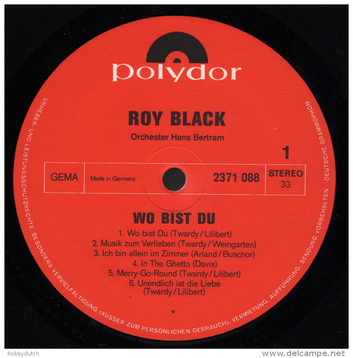 * LP *  ROY BLACK - WO BIST DU (smiling Cover)(Germany 1971 EX-!!!) - Other - German Music