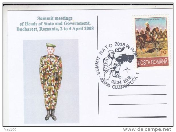 NATO SUMMIT IN BUCHAREST, SOLDIERS, SPECIAL POSTCARD, 2008, ROMANIA - OTAN