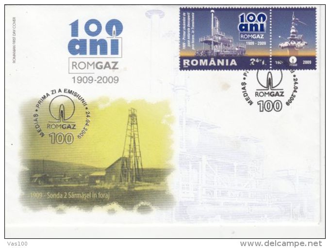GAS, DRILL WELLS, SPECIAL COVER, 2009, ROMANIA - Gas