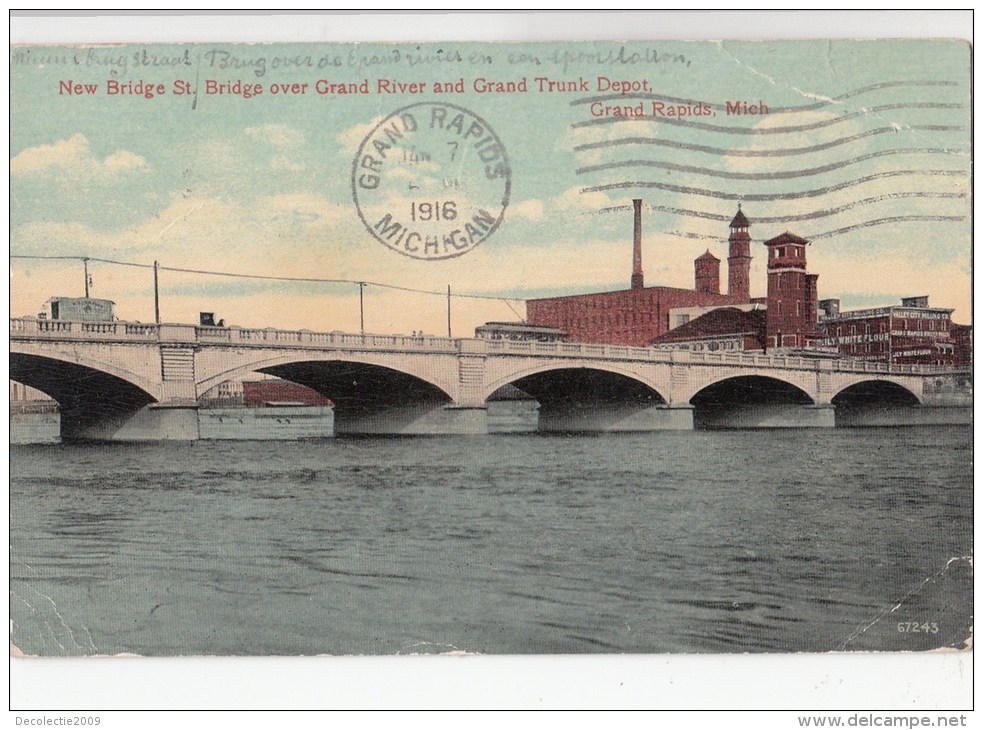 BT16978 New Bridge St Bridge Over G Mich Grand Rapids  USA Scan Front/back Image - Grand Rapids