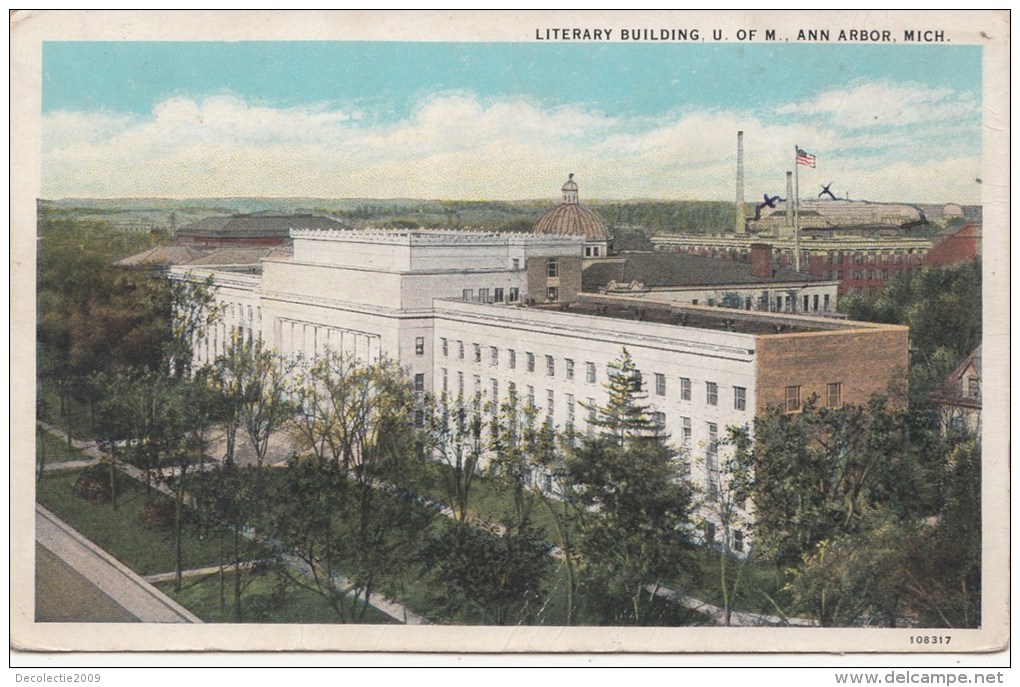 BT16979 Ann  Arbor Mich Literary Building  USA Scan Front/back Image - Ann Arbor