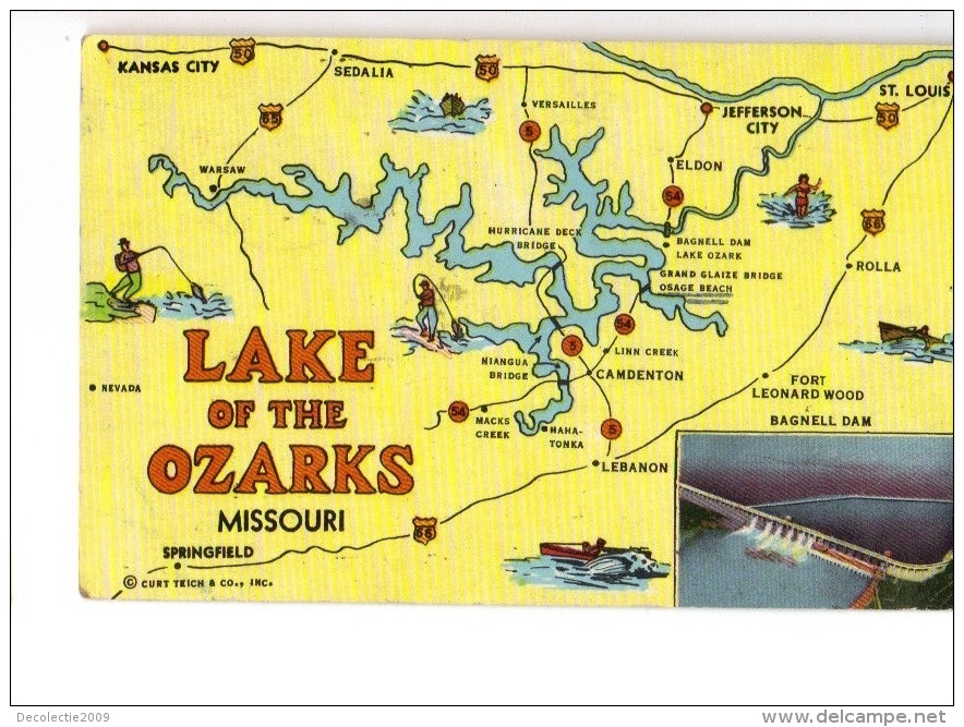 BT19426 The Lake Of The Ozarks  Map Cartes Geographiqu USA Scan Front/back Image - Autres & Non Classés