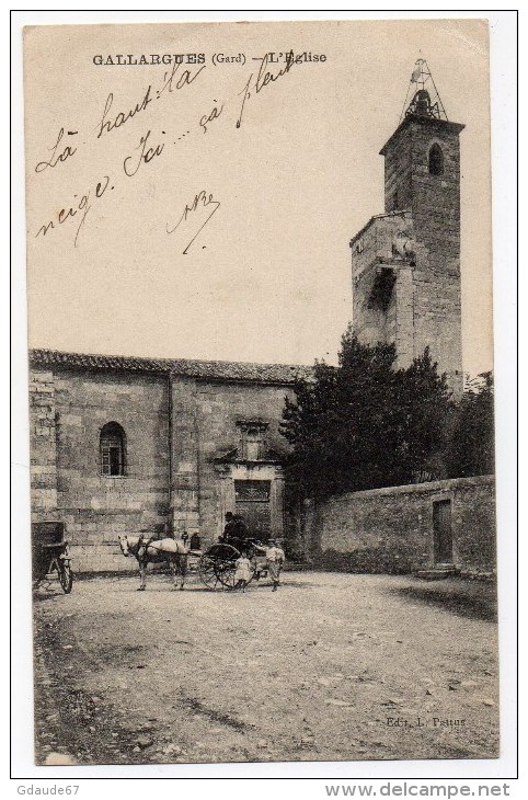 GALLARGUES (30) - L´EGLISE - ATTELAGE - Gallargues-le-Montueux