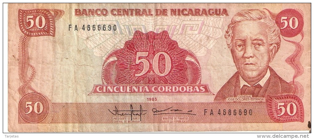 BILLETE DE NICARAGUA DE 50 CORDOBAS DEL AÑO 1985 (BANKNOTE) - Nicaragua