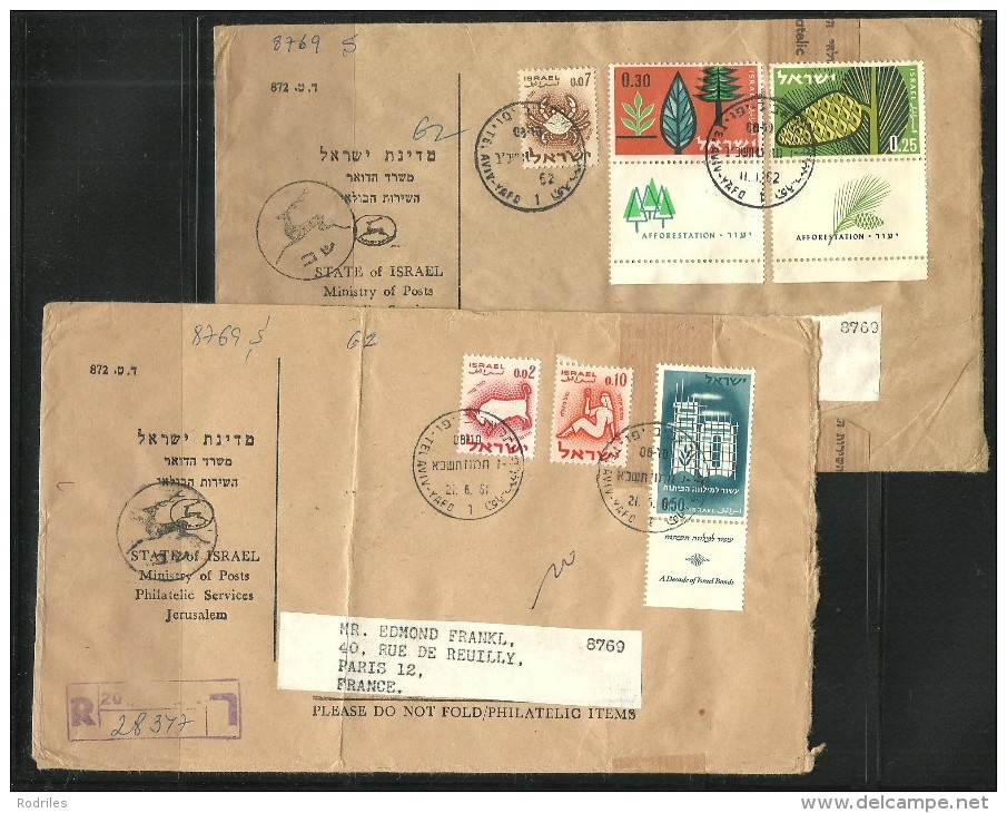 Israel. Conjunto De 7 Sobres Circulados Por Correo Ectificado - Gebraucht (mit Tabs)