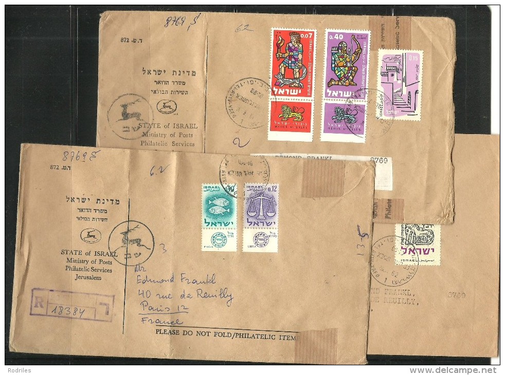 Israel. Conjunto De 7 Sobres Circulados Por Correo Ectificado - Gebraucht (mit Tabs)