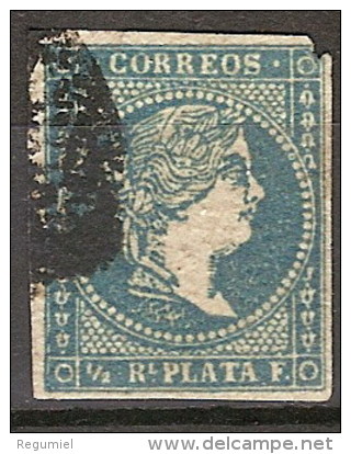 Antillas U 04 (o) Isabel II. 1856. Filigrana Lineas. - Cuba (1874-1898)