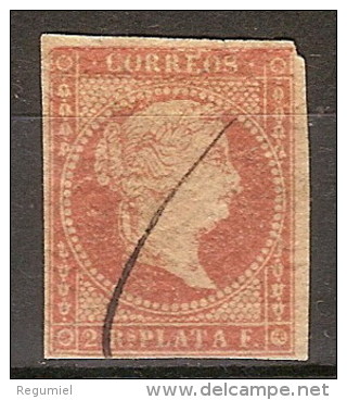 Antillas U 06 (o) Isabel II. 1856. Filigrana Lineas. - Cuba (1874-1898)