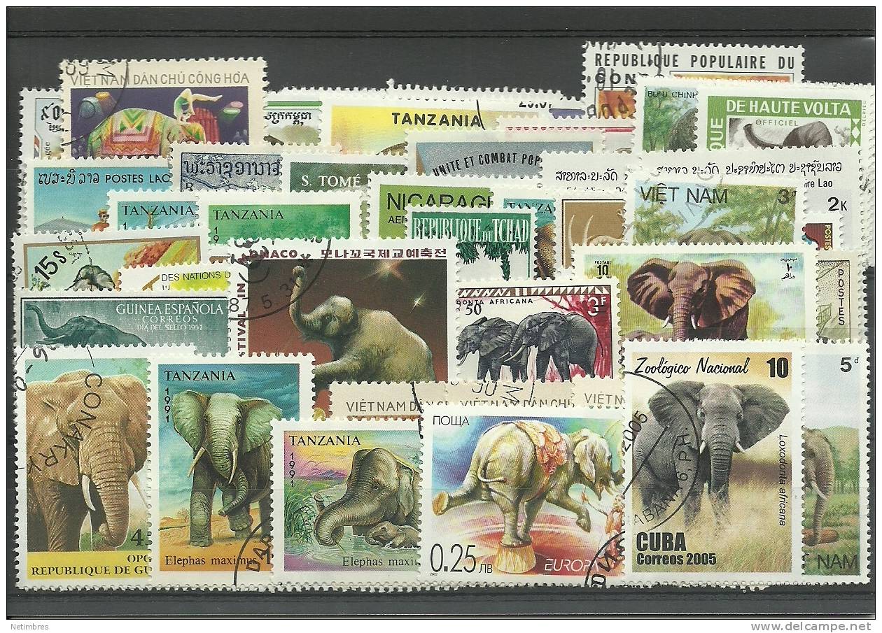 Lot De Timbres Thematique  " Elephants " - Eléphants